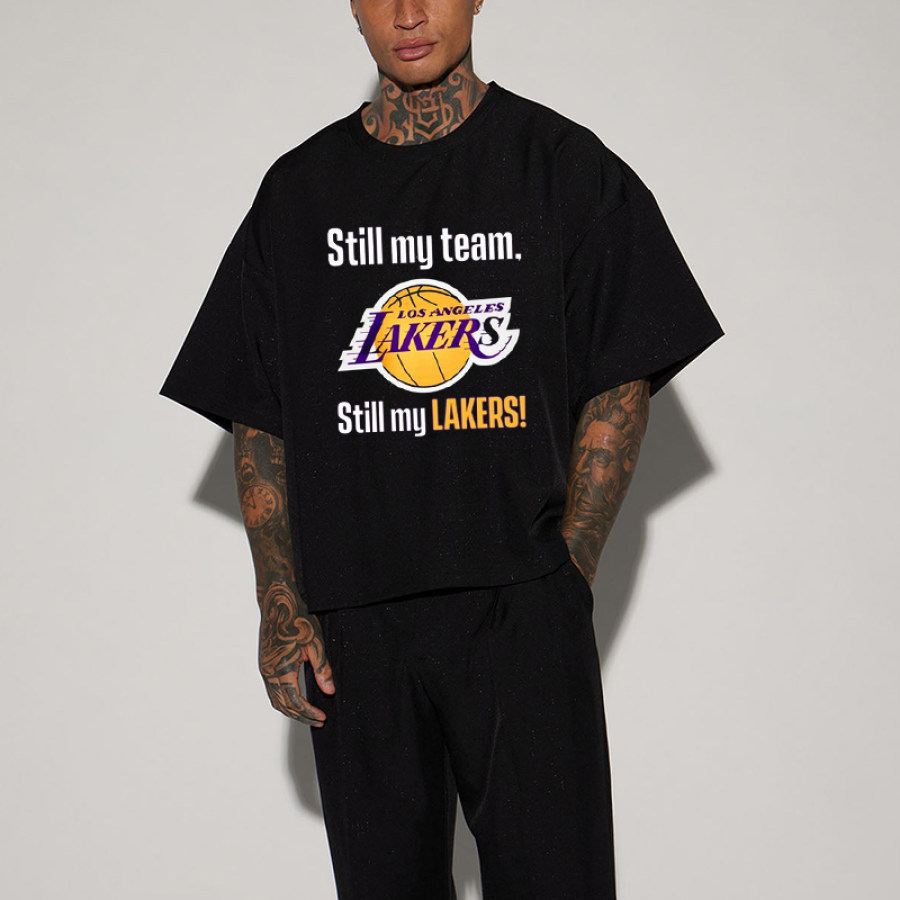 

Los Angeles Lakers Still My Lakers Универсальная укороченная футболка свободного кроя черного цвета с принтом