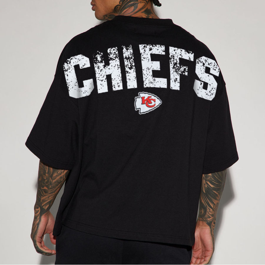 

T-shirt Court Surdimensionné Pour Hommes T-shirt à Manches Courtes Vintage Des Chiefs De Kansas City NFL