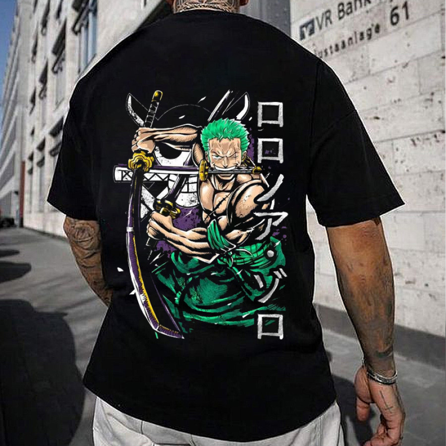 

Herren One Piece Anime Roronoa Zoro Vintage Oversize T-Shirt