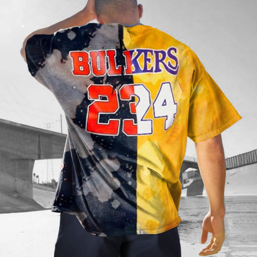 

Camiseta Extragrande Con Estampado De Baloncesto Estilo Callejero BUL-KERS No. 23 No. 24