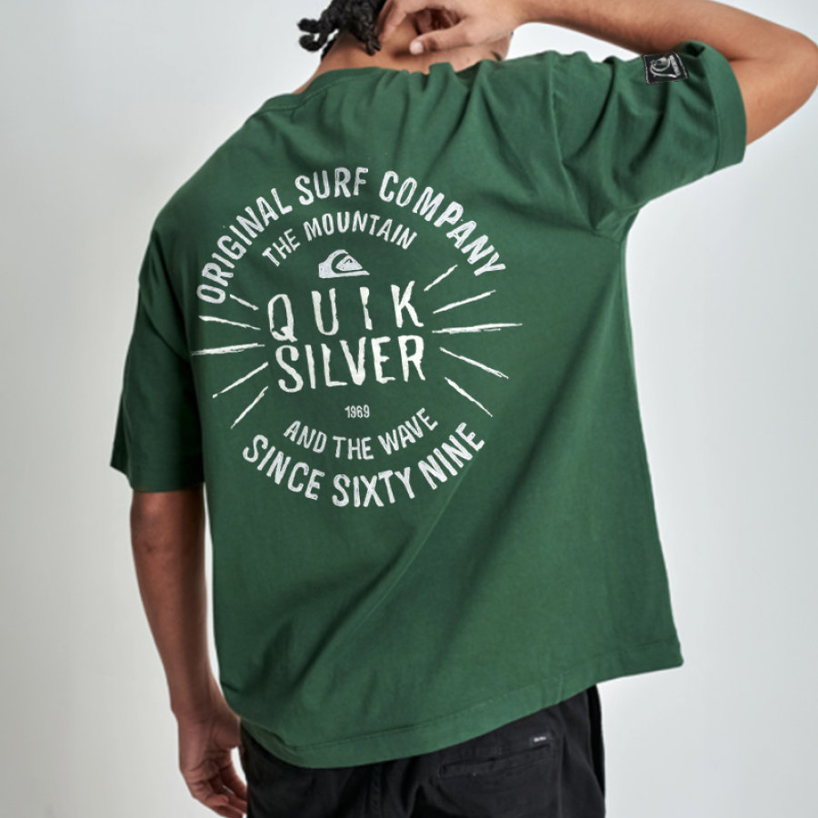

Übergroßes Strand- Und Urlaubs-T-Shirt Mit Surf-Print Für Herren In Grün