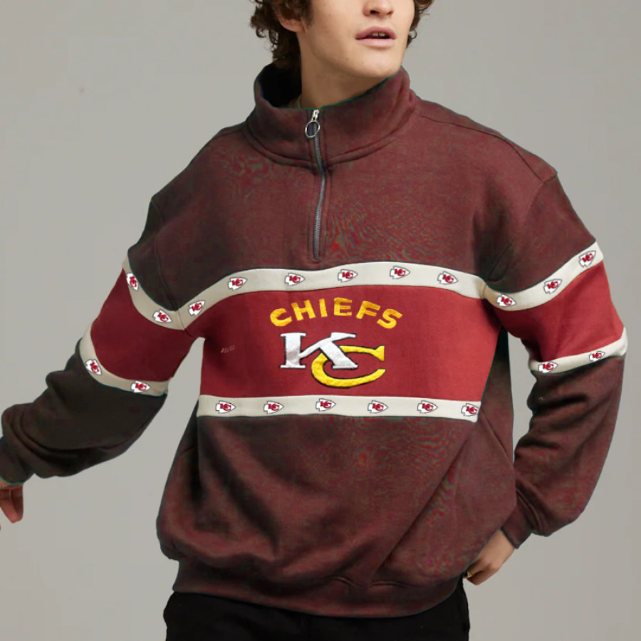 

Kansas City Chiefs Sudaderas Con Capucha Estampadas Con Media Cremallera Y Colores Contrastantes