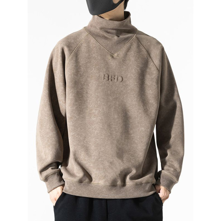 

Sudadera Con Capucha De Cuello Alto Con Estampado De Letras De Acero Para Hombre Con Capucha Holgada Con Inserción De Hombro Suelto