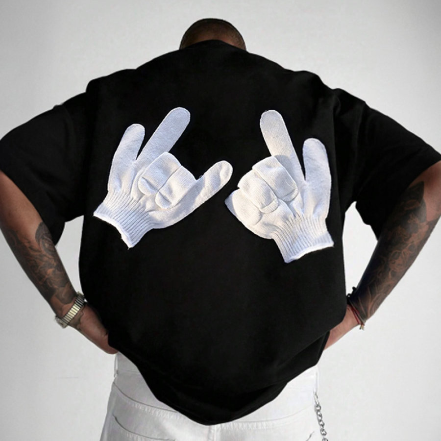 

Übergroßes Streetstyle-Fun-Glove-T-Shirt Für Herren