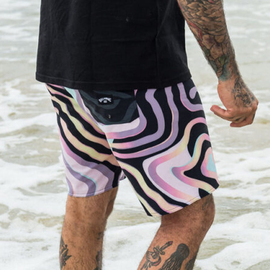 

Men's Wave Print Summer Surf Board Shorts