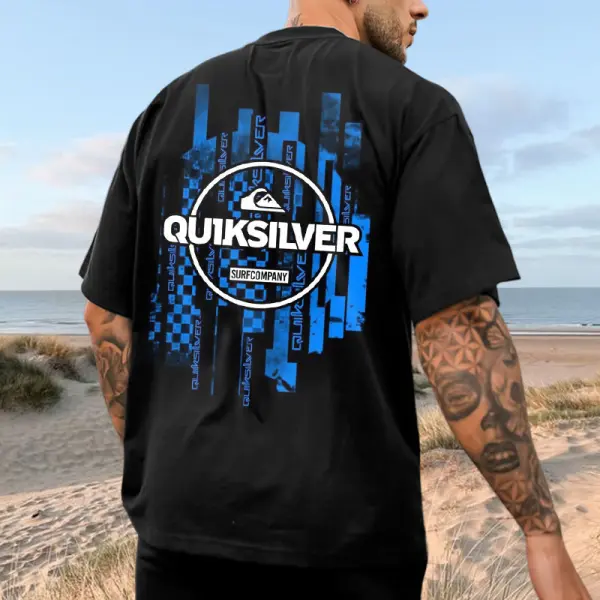 Oversized Men's Vintage Surf Print Beach Resort T-Shirt - Cotosen.com
