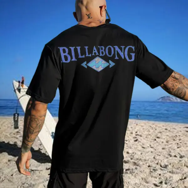 Oversized Men's Vintage Surf Print Beach Resort T-Shirt - Salolist.com 