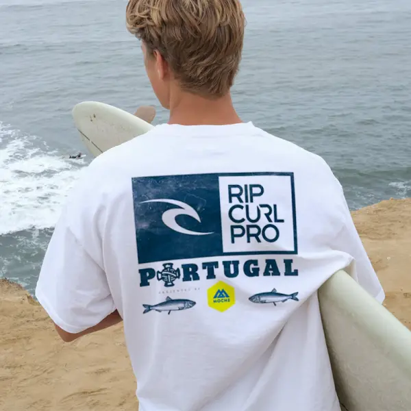 Oversized Men's Surf Print Beach Resort T-Shirt - Cotosen.com