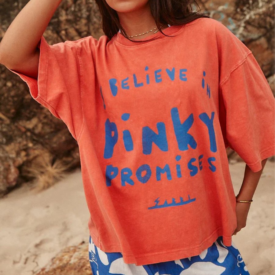 

T-shirt De Surf Imprimé Ample Et Décontracté Pour Femmes