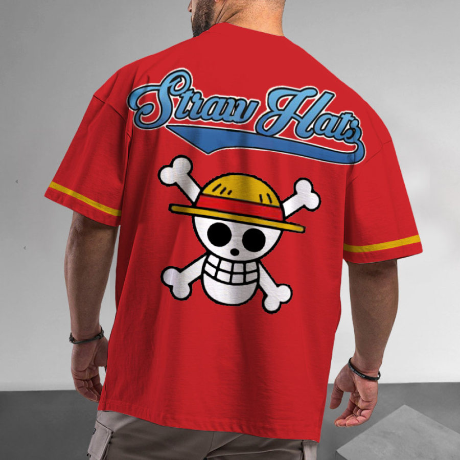 

Camiseta De Gran Tamaño Para Hombre Sombrero De Paja Vintage Camiseta Informal De Manga Corta Con Dibujos Animados De Anime De Una Pieza