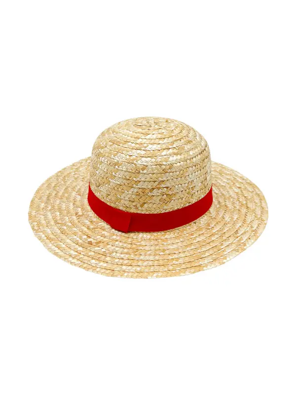 One Piece Anime Flat Top Beach Hat Sun Protection Straw Hat - Timetomy.com 