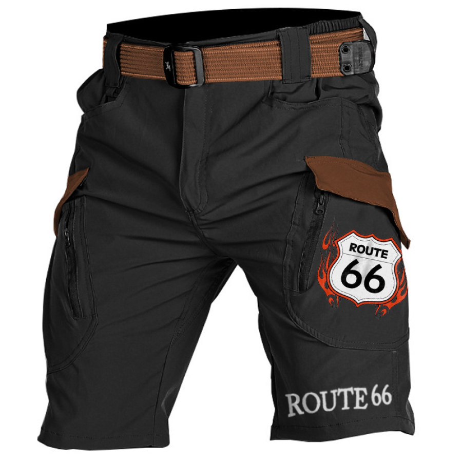 

Short Cargo Vintage Route 66 Tactique Multi-Poches Pour Hommes Pantalons Décontractés Quotidiens D'été