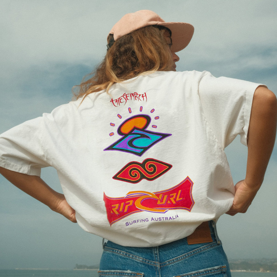 

T-shirt De Surf Décontracté à Imprimé Vintage