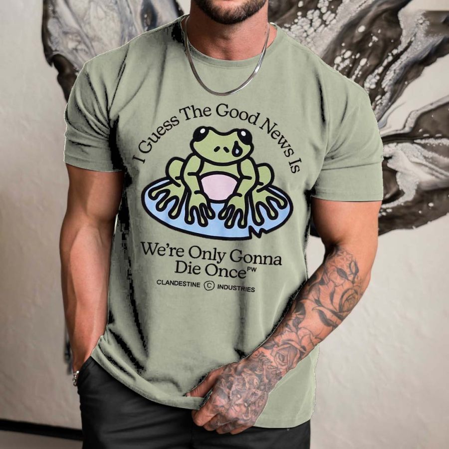 

Camiseta Diaria De Manga Corta Con Cuello Redondo Y Estampado De Anime I Guess The Good News Is We're Only Gonna Die Once Para Hombre