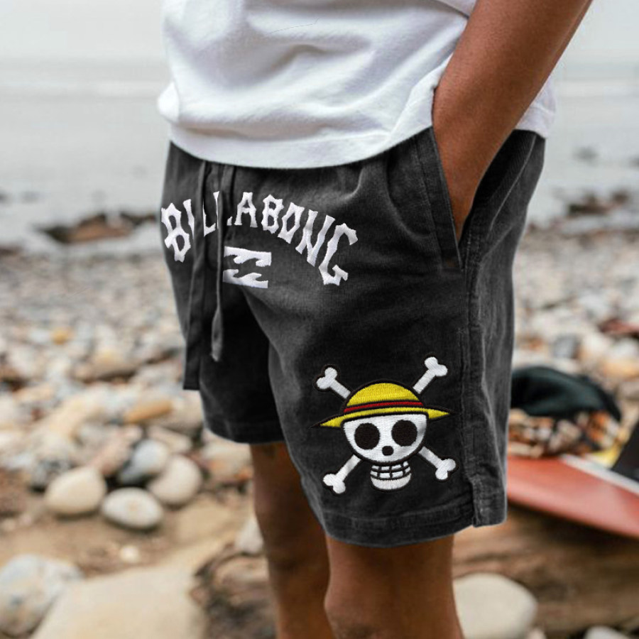 

Billabong One Piece Stickerei Herren Shorts Retro Cord 5 Zoll Shorts Surf Strand Shorts Täglich Lässig