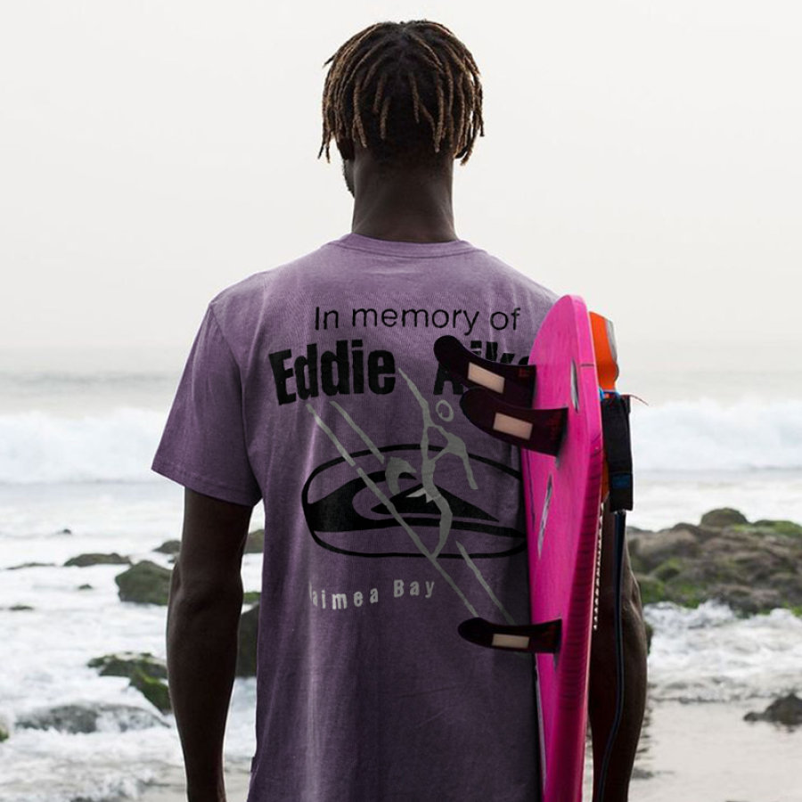 

T-shirt à Manches Courtes Pour Hommes Imprimé Surf Vacances à La Plage Gris Violet