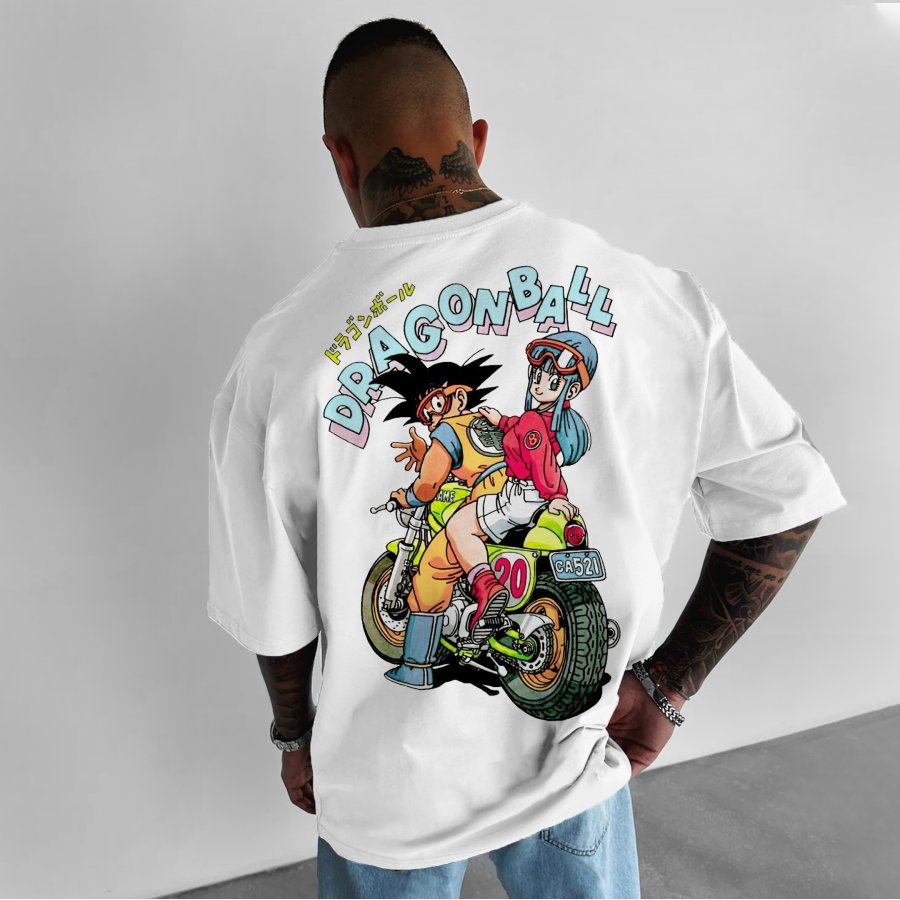 

T-shirt Unisexe Vintage Dragon Ball Goku Et Bulma Au Dos