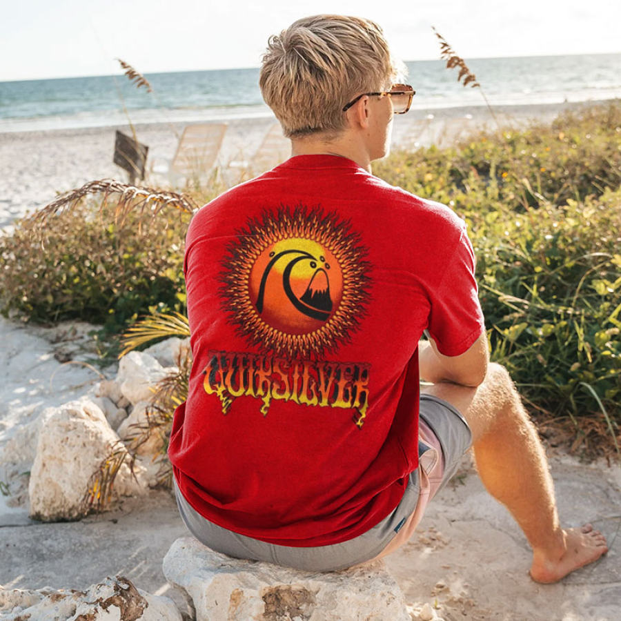 

Camiseta De Manga Corta Para Hombre Con Estampado De Surf Y Vacaciones En La Playa Color Rojo