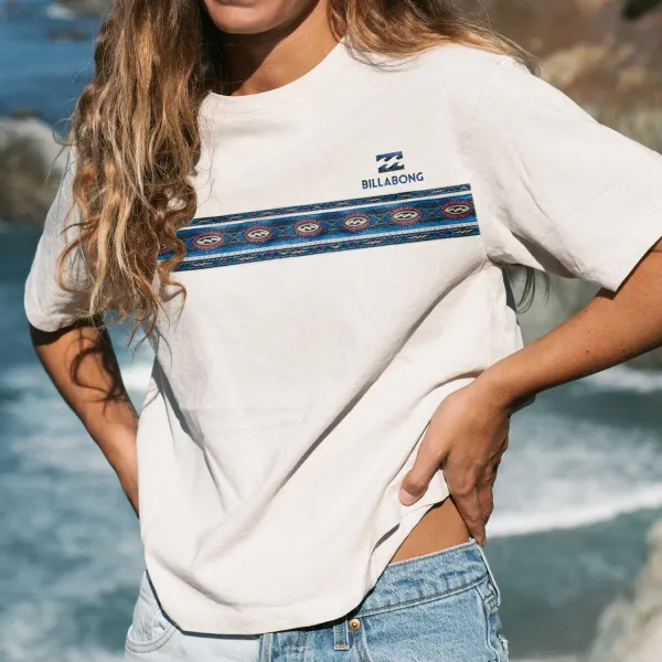 Casual Vintage Print Surf T-Shirt - Cotosen.com