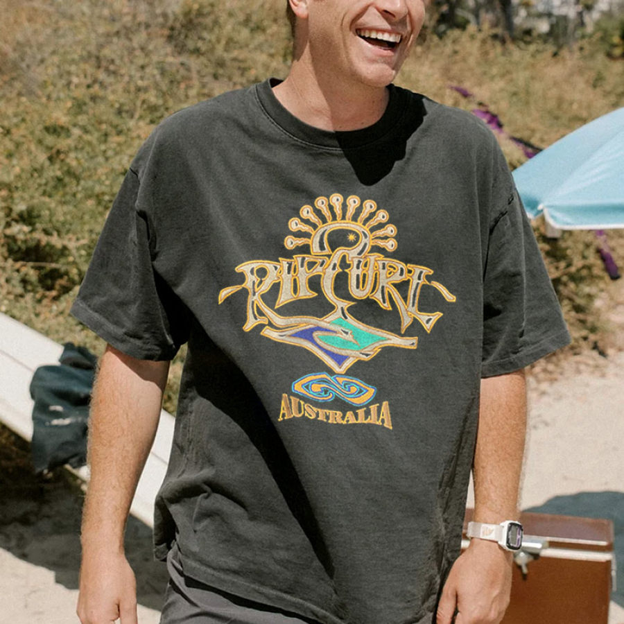 

Camiseta Extragrande De Vacaciones En La Playa Con Bordado De Surf Vintage