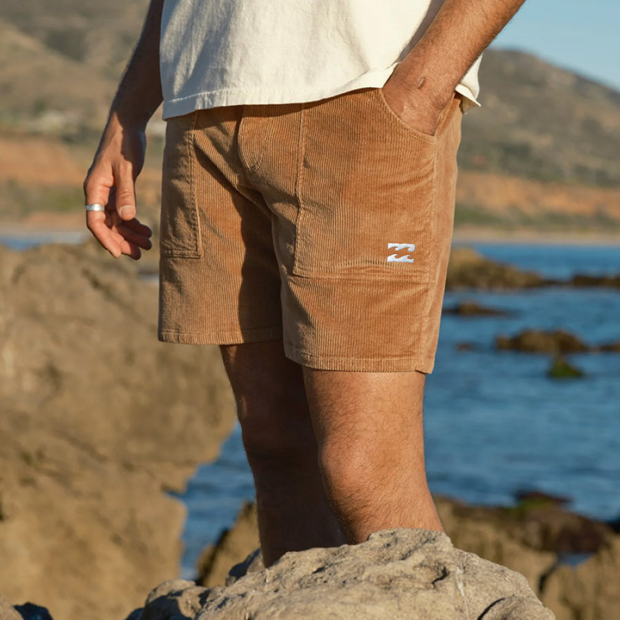 

Herren Retro Surfshorts Strandurlaub 5 Zoll Freizeithose Khaki