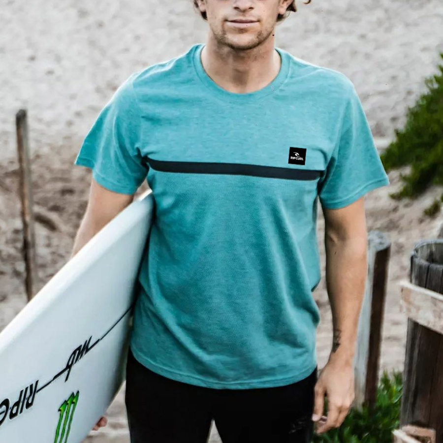

Camiseta De Hombre Surf Print Beach Daily Cuello Redondo Manga Corta Tops