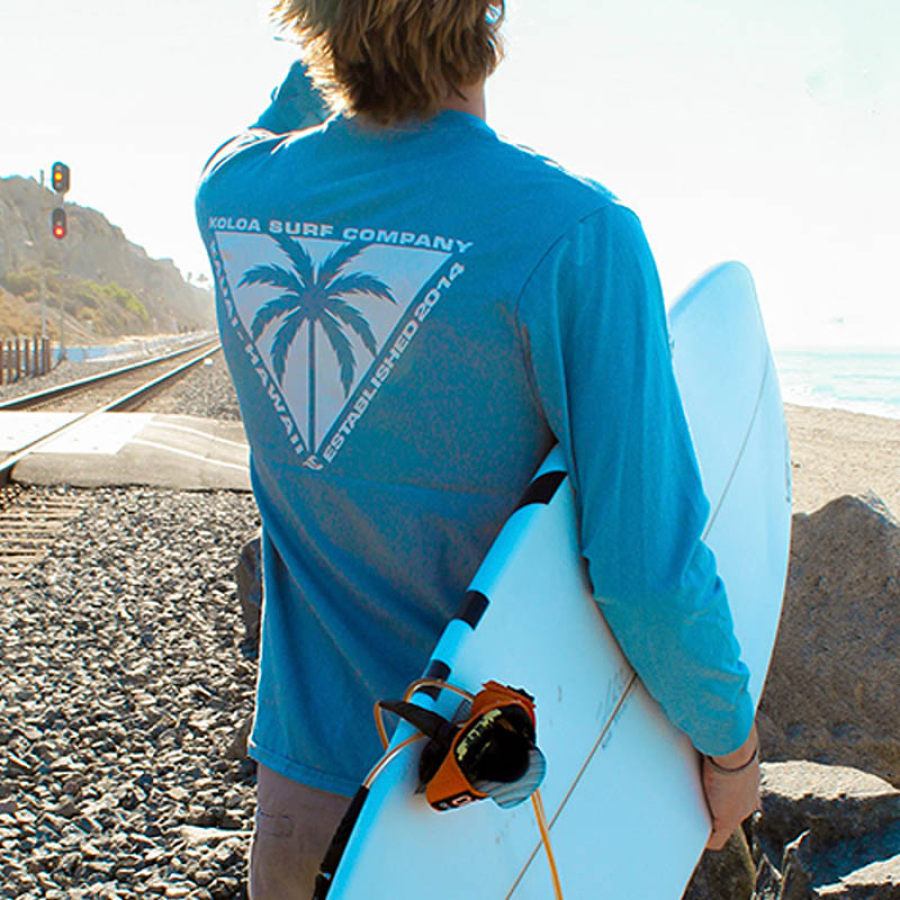 

Camiseta Para Hombre Vintage Surf Triangulada Palmas Casual Playa Diaria Manga Larga Tops