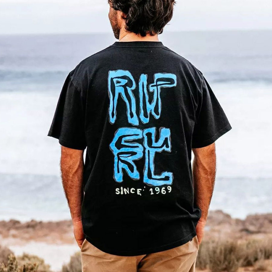 

Men's Oversize T-Shirt Vintage Surf Beach Short Sleeve Casual Tee