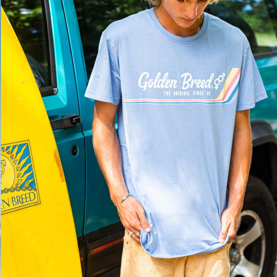 

T-shirt Surdimensionné Pour Hommes Imprimé De Sonneries Rétro De Surf Beach Resort