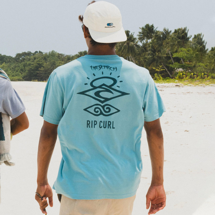 

Camiseta Extragrande Para Hombre Con Estampado De Surf Beach Resort Azul Claro
