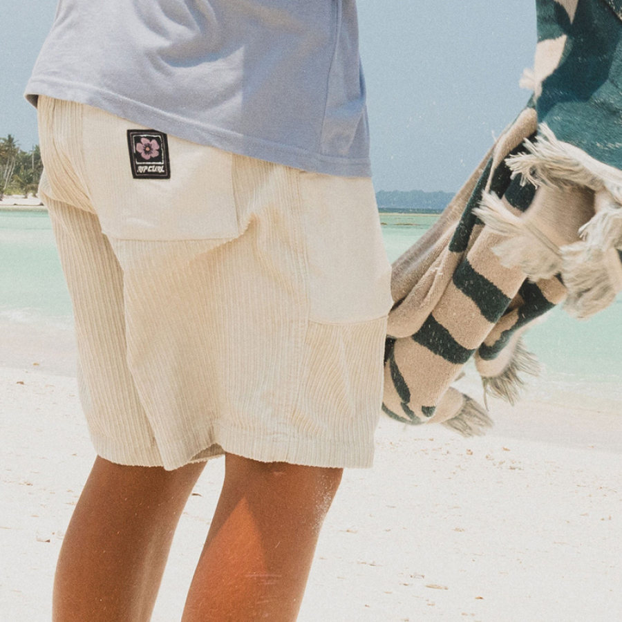 

Pantalones Cortos Para Hombre Pantalones Cortos De Pana Retro De 5 Pulgadas Pantalones Cortos De Playa Para Surf Diario Informal Albaricoque