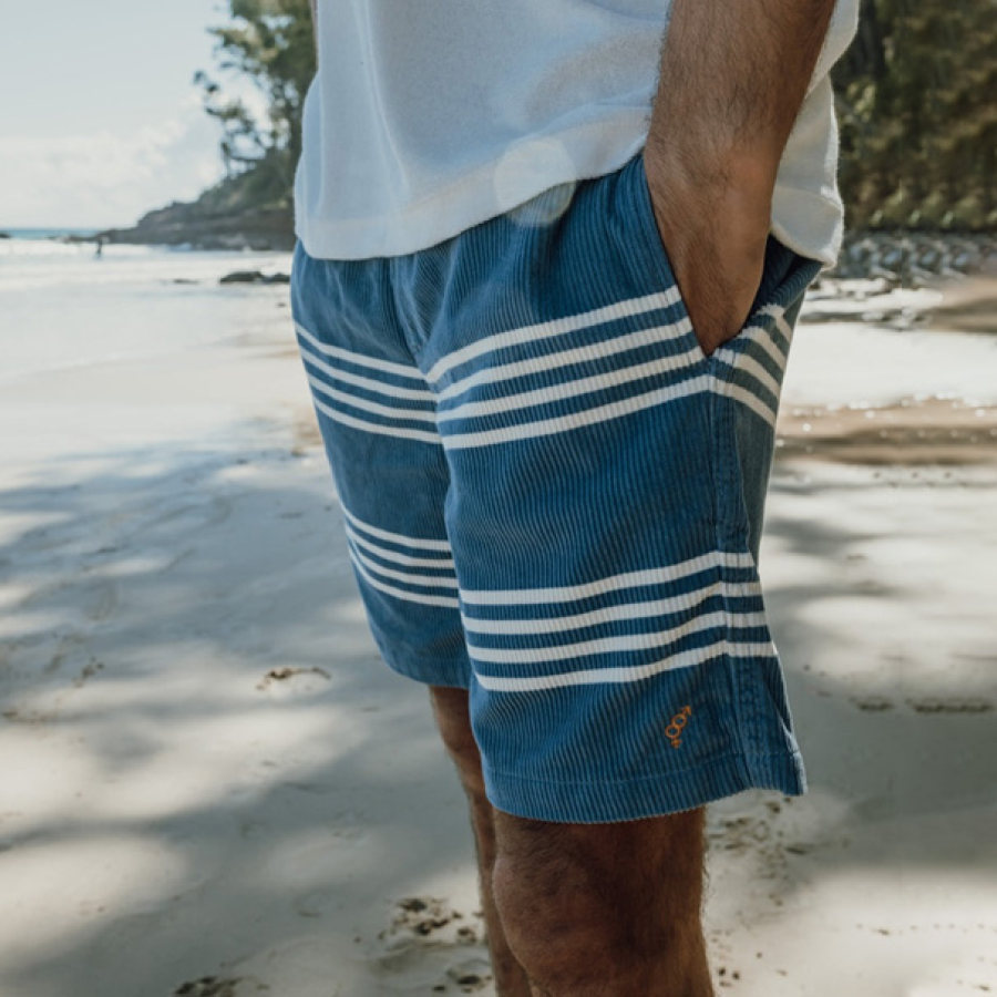 

Short Rétro En Velours Côtelé à Rayures Pour Hommes Short De 5 Pouces Short De Plage De Surf Quotidien Décontracté Gris Bleu