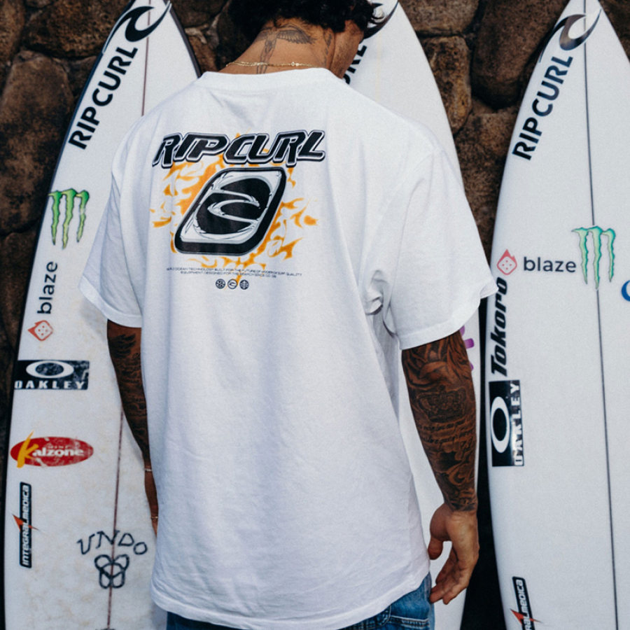 

T-shirt Surdimensionné Ripcurl Surf Print Beach Resort Pour Hommes