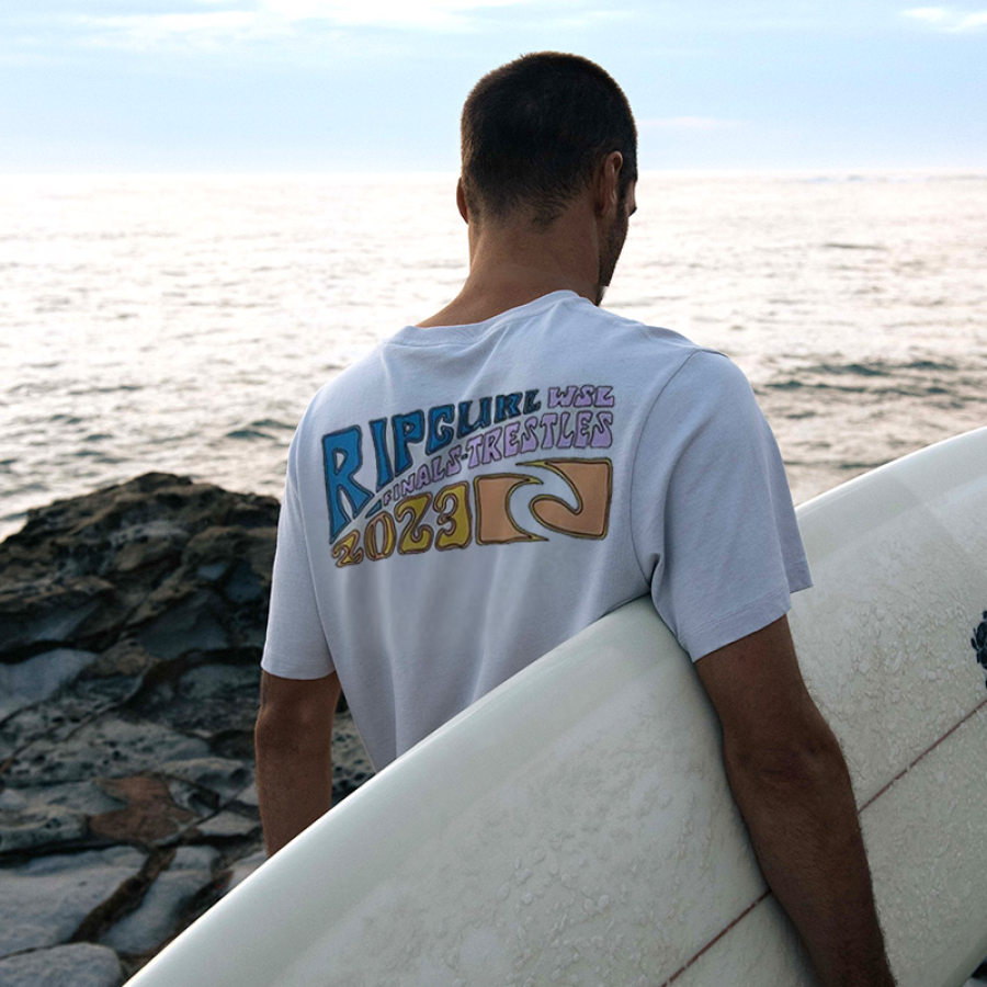 

T-shirt Vintage Surf Print Beach Resort Pour Hommes