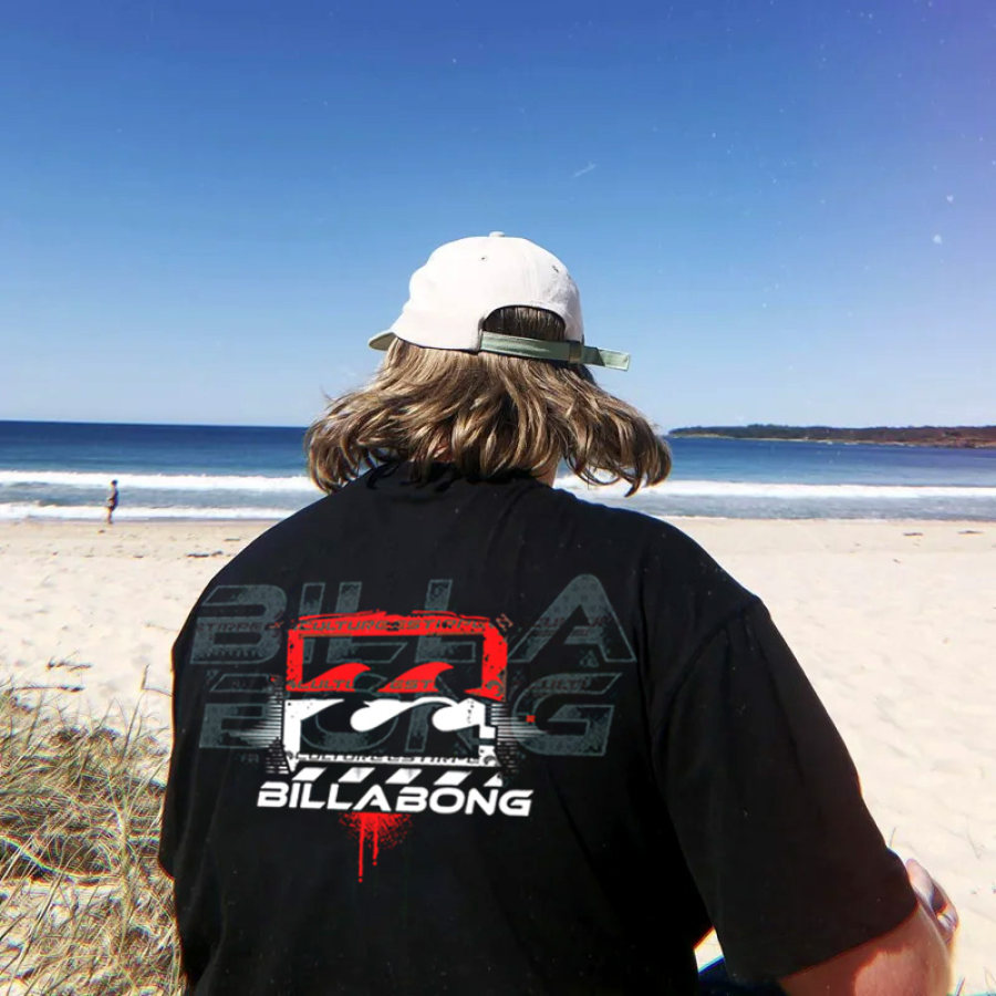 

Übergroßes Herren-Kurzarm-T-Shirt Mit Surf-Print Für Den Strandurlaub
