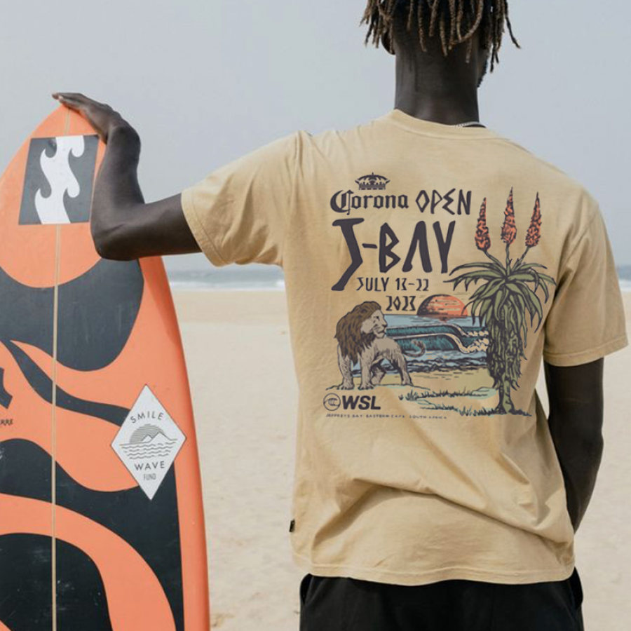 

T-shirt Surdimensionné Imprimé Vintage Surf Open J-Bay Pour Hommes