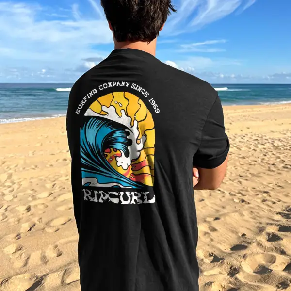Men's T-Shirt Surf Wave Print Beach Daily Crew Neck Short Sleeve Tops - Salolist.com 