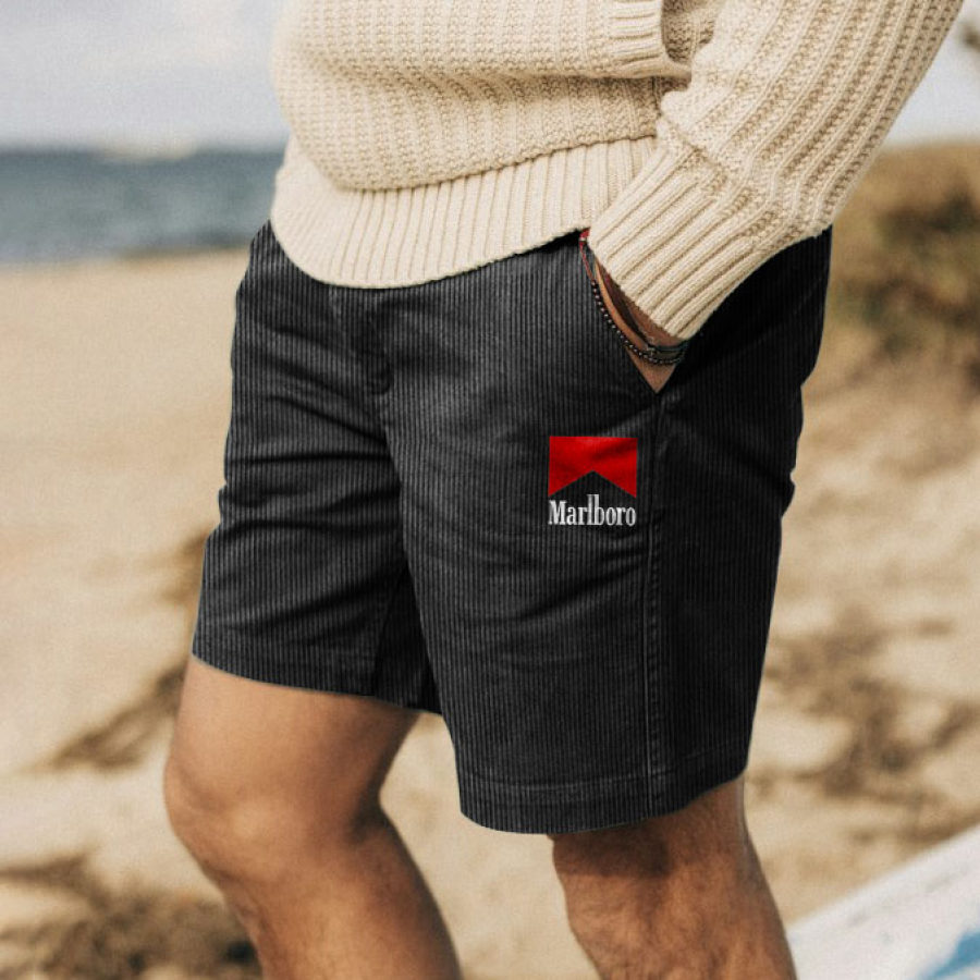 

Pantalones Cortos De Surf Para Hombre Marlboro Retro Pana 5 Pulgadas Playa Pantalones Cortos Casuales Diarios