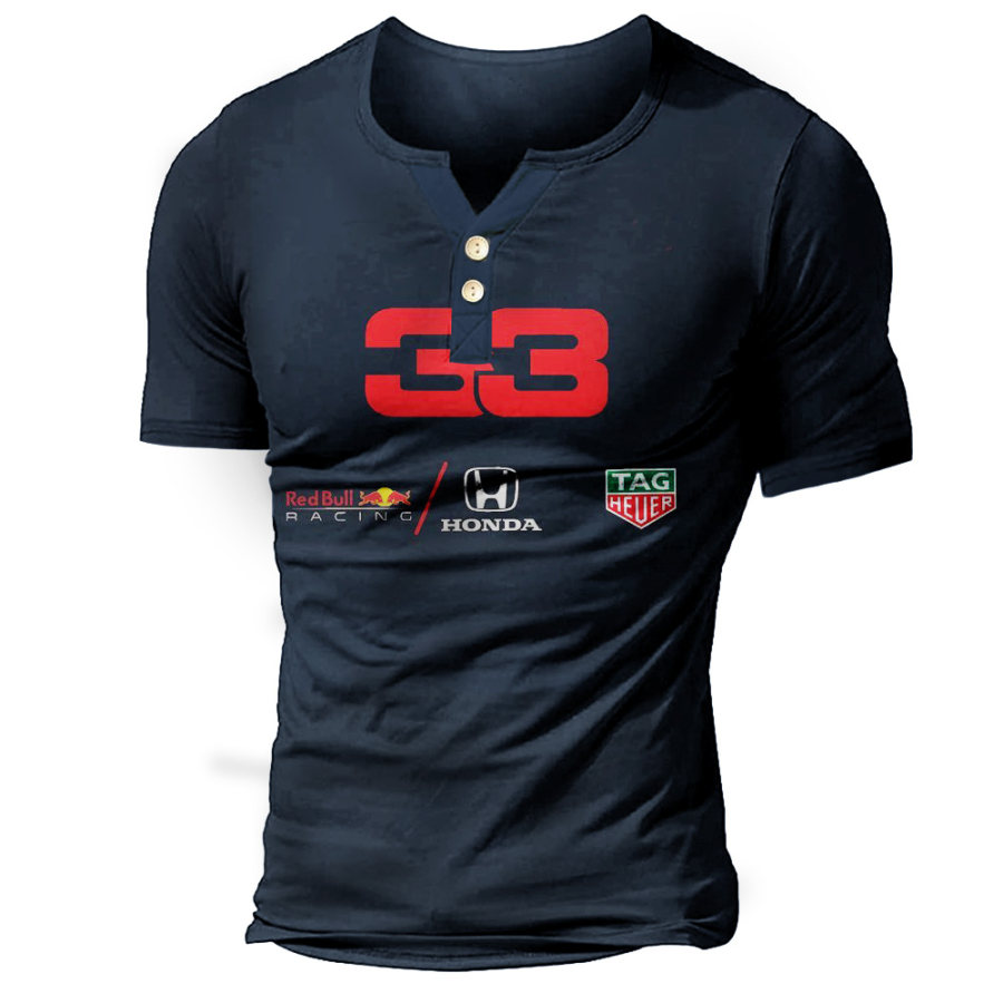 

T-shirt Henley Vintage Pour Hommes Logo De Course T-shirt Tactique à Manches Courtes Imprimé En Détresse