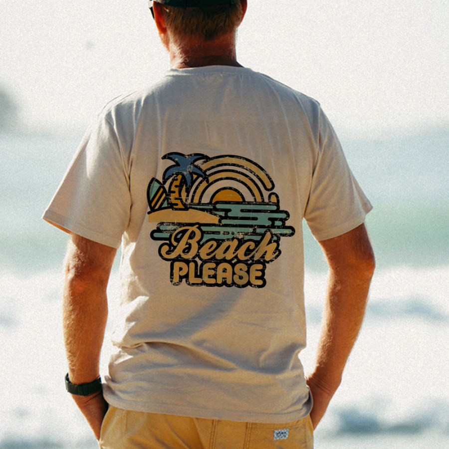 

T-shirt Rétro Vintage Pour Hommes Imprimé Surf Vacances à La Plage