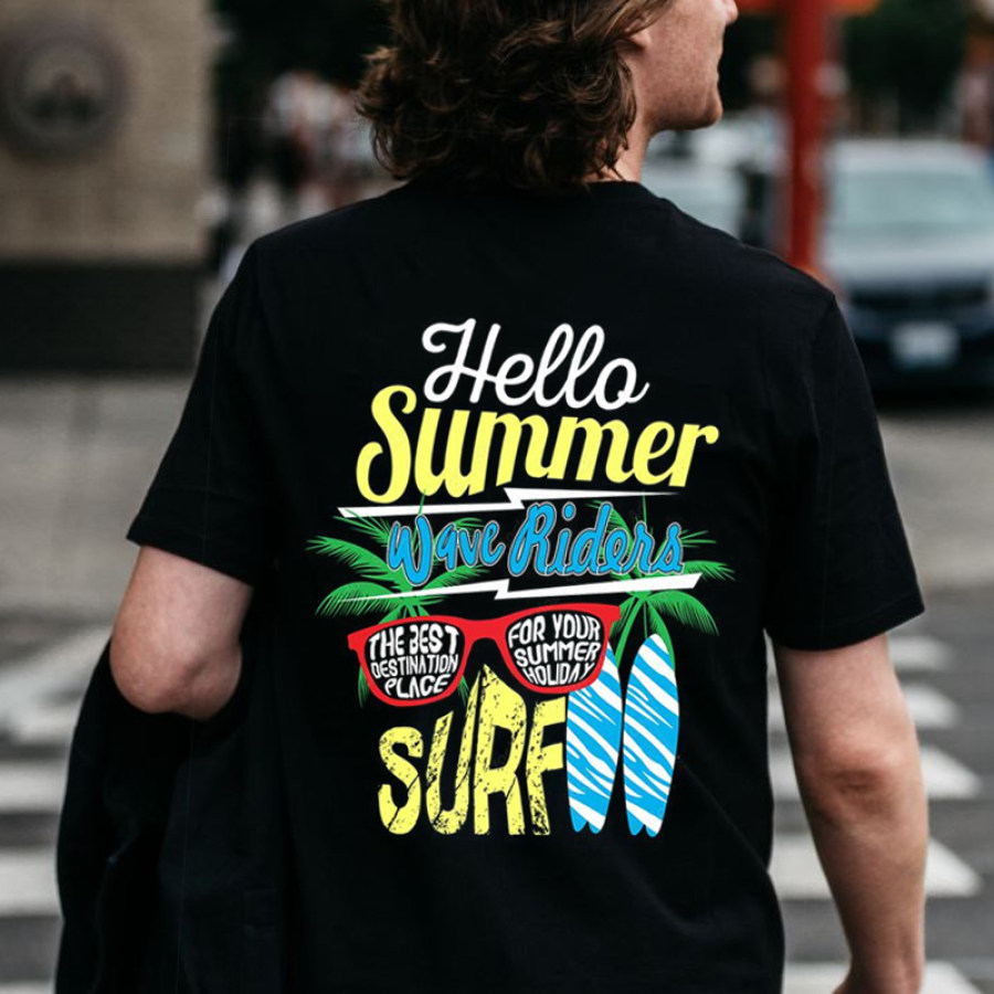 

Herren-T-Shirt Mit Surf-Print Strandurlaub Retro-Vintage-Stil