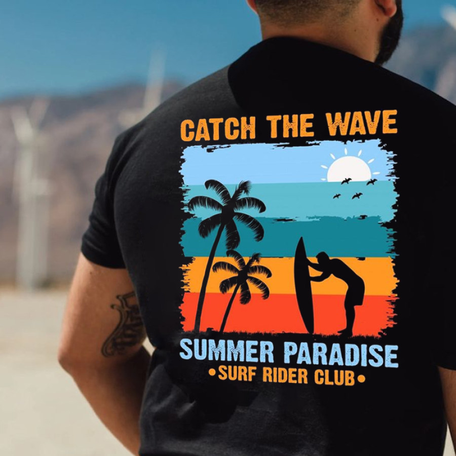 

T-shirt Rétro Vintage Pour Hommes Imprimé Surf Vacances à La Plage