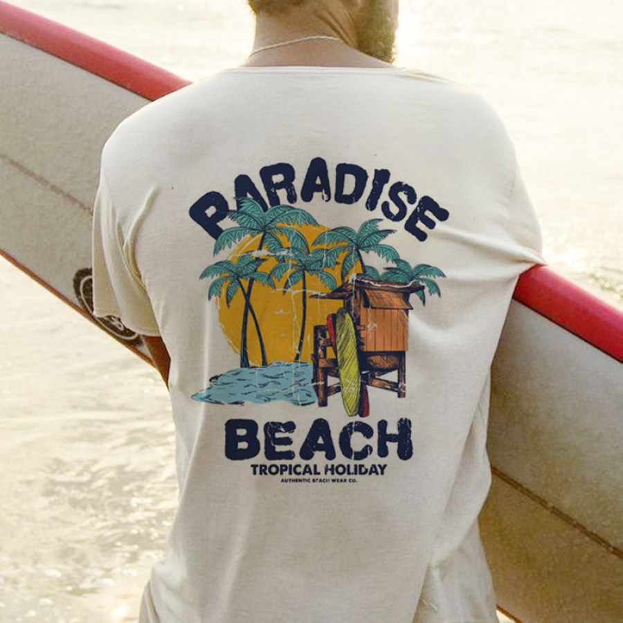 

T-shirt Rétro Vintage Pour Hommes Imprimé Surf Vacances à La Plage