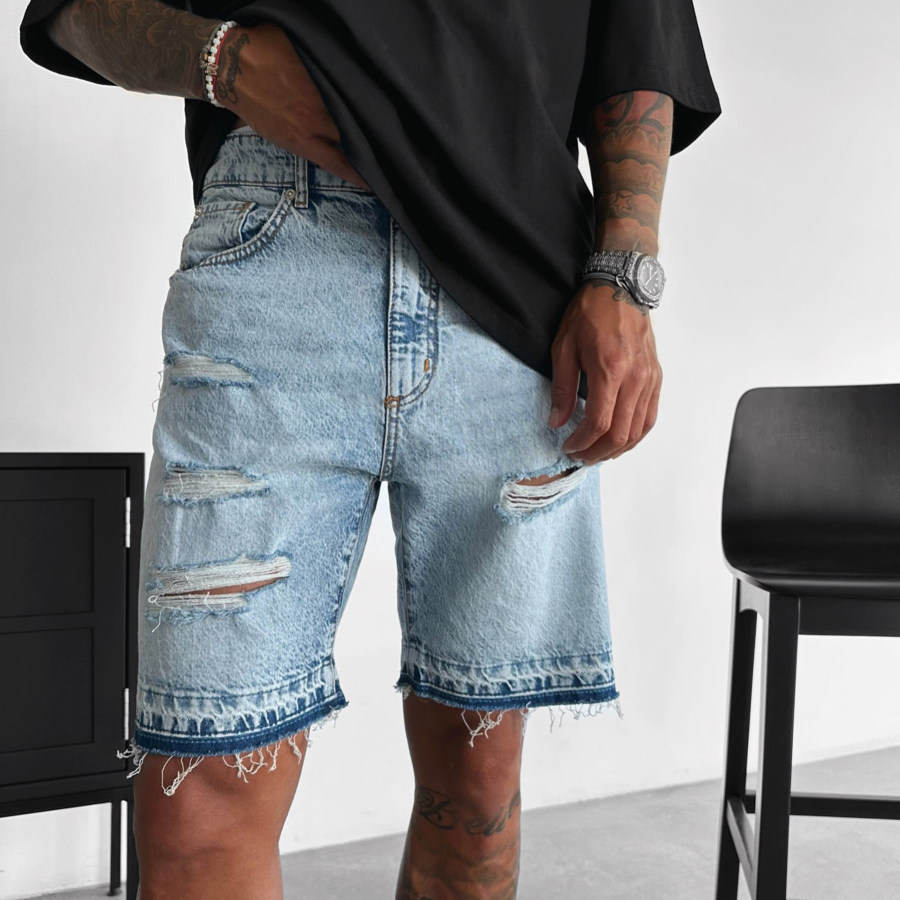 

Zerrissene Jeans-Shorts Mit Lockerer Passform