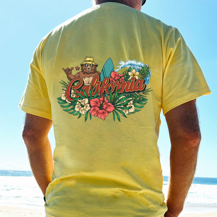 

T-shirt Rétro Vintage Pour Hommes Imprimé Surf Vacances à La Plage