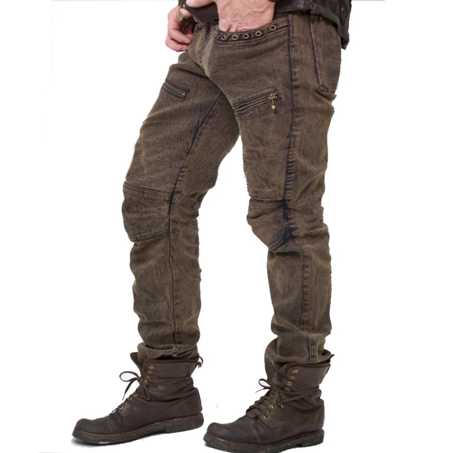 

Men's Vintage Zipper Pocket Motorcycle Jeep Tactics Cargo Pants