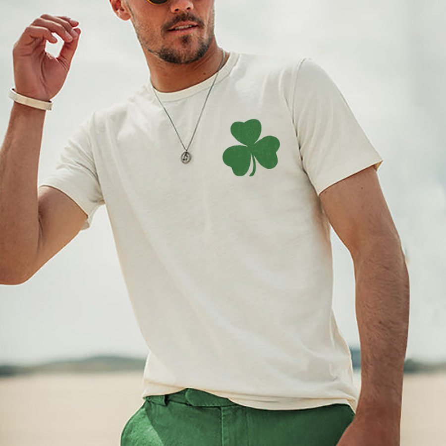 

T-Shirt Homme Surf Shamrock Saint-Patrick Chanceux Imprimé Plage Quotidien Col Rond Manches Courtes Hauts