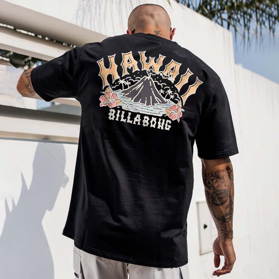 

Herren Oversize T-Shirt Vintage Surf Hawaii Beach Kurzarm Casual Tee