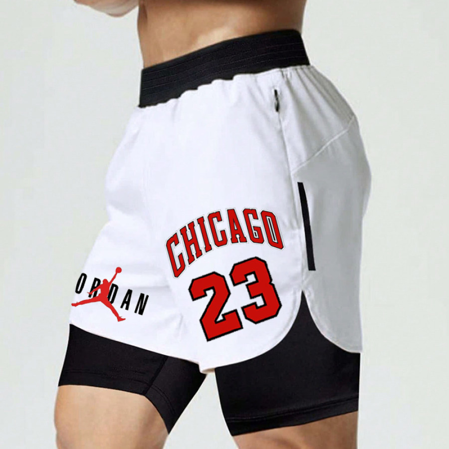 

Short De Sport Décontracté à Cordon De Serrage Imprimé Jordan Chicago Pour Hommes