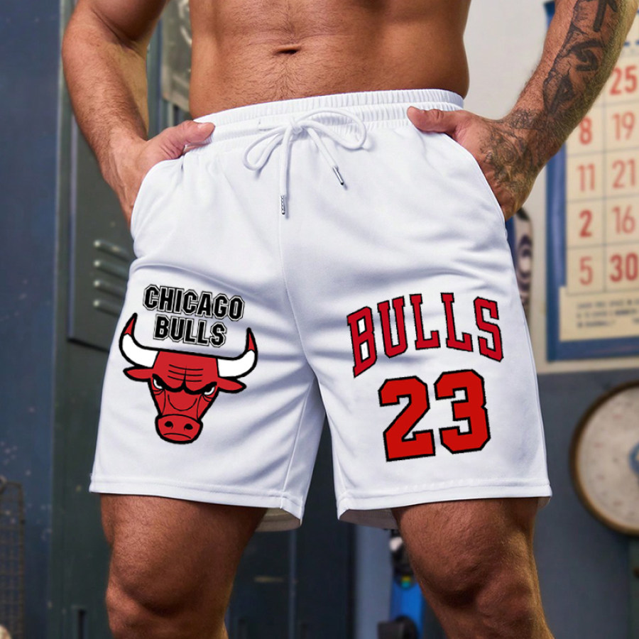 

Short De Sport Décontracté à Cordon De Serrage Imprimé Jordan Bulls Pour Hommes